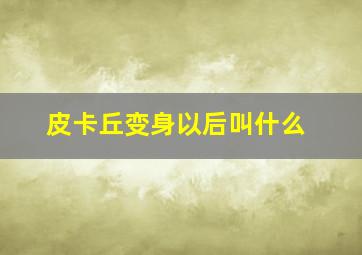 皮卡丘变身以后叫什么