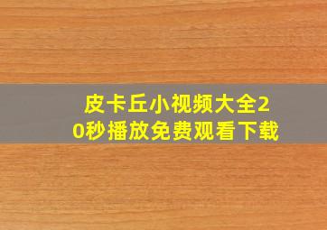 皮卡丘小视频大全20秒播放免费观看下载