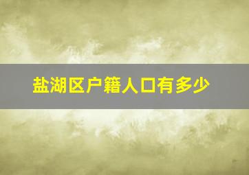 盐湖区户籍人口有多少