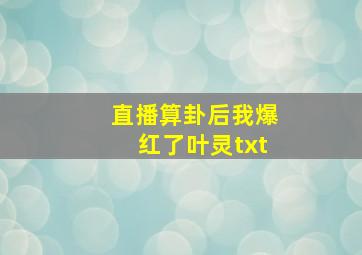 直播算卦后我爆红了叶灵txt