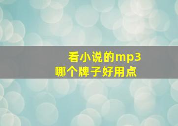 看小说的mp3哪个牌子好用点