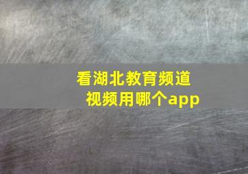 看湖北教育频道视频用哪个app