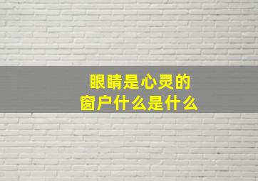 眼睛是心灵的窗户什么是什么