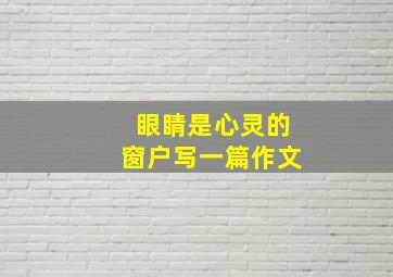 眼睛是心灵的窗户写一篇作文