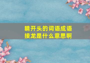 睛开头的词语成语接龙是什么意思啊