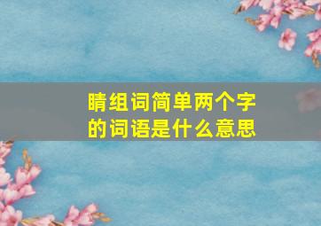 睛组词简单两个字的词语是什么意思