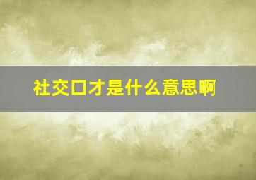 社交口才是什么意思啊