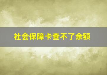 社会保障卡查不了余额