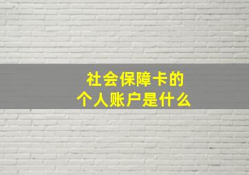 社会保障卡的个人账户是什么