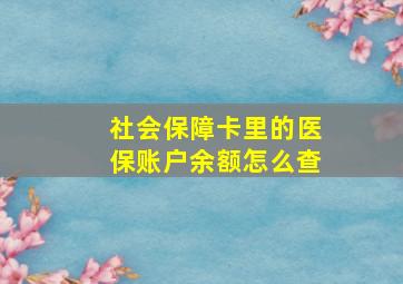 社会保障卡里的医保账户余额怎么查