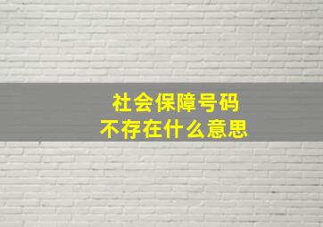 社会保障号码不存在什么意思