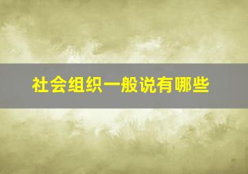 社会组织一般说有哪些