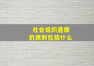 社会组织遵循的原则包括什么