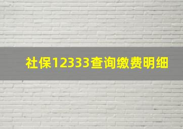 社保12333查询缴费明细