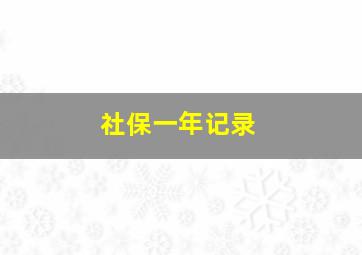 社保一年记录