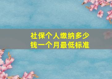 社保个人缴纳多少钱一个月最低标准