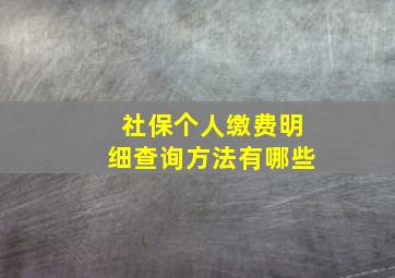 社保个人缴费明细查询方法有哪些