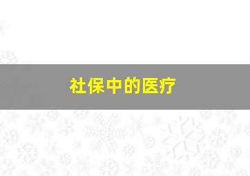 社保中的医疗