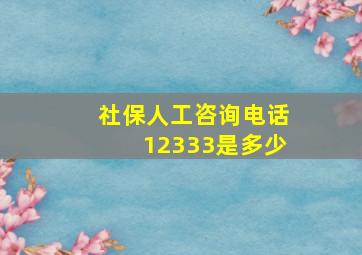 社保人工咨询电话12333是多少