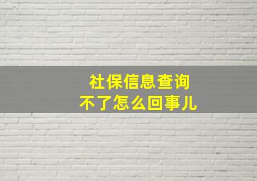 社保信息查询不了怎么回事儿