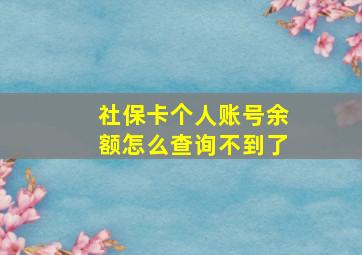 社保卡个人账号余额怎么查询不到了