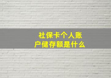 社保卡个人账户储存额是什么