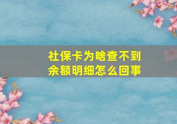 社保卡为啥查不到余额明细怎么回事