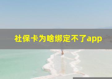 社保卡为啥绑定不了app