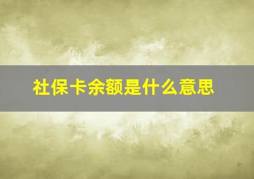 社保卡余额是什么意思