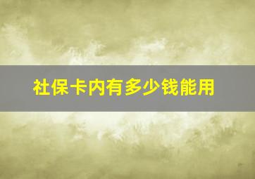 社保卡内有多少钱能用