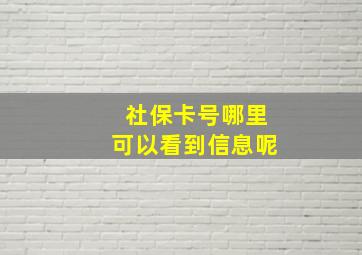 社保卡号哪里可以看到信息呢