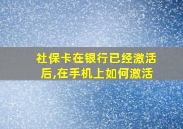 社保卡在银行已经激活后,在手机上如何激活