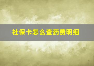 社保卡怎么查药费明细