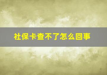 社保卡查不了怎么回事