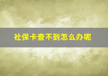 社保卡查不到怎么办呢