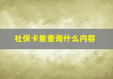 社保卡能查询什么内容