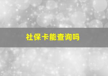 社保卡能查询吗