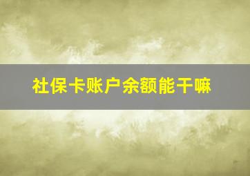 社保卡账户余额能干嘛