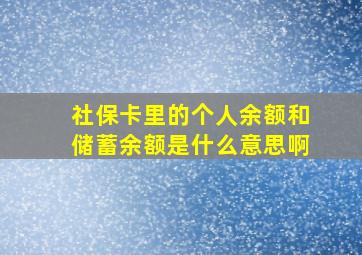 社保卡里的个人余额和储蓄余额是什么意思啊