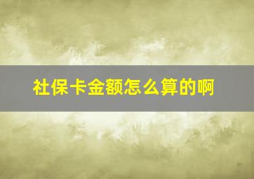 社保卡金额怎么算的啊