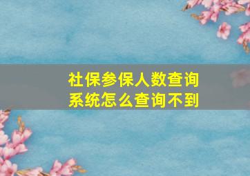 社保参保人数查询系统怎么查询不到