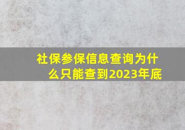 社保参保信息查询为什么只能查到2023年底