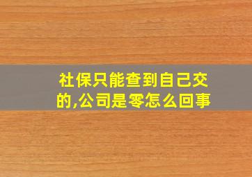 社保只能查到自己交的,公司是零怎么回事