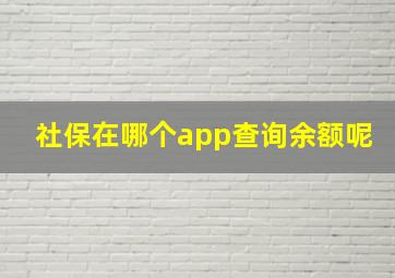 社保在哪个app查询余额呢