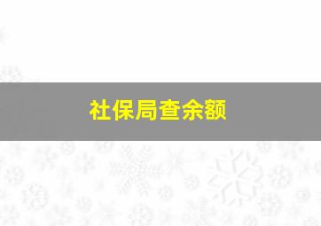 社保局查余额