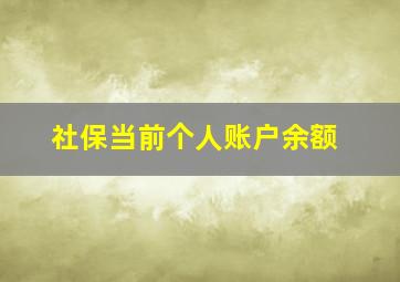 社保当前个人账户余额