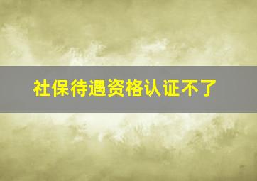 社保待遇资格认证不了