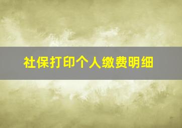 社保打印个人缴费明细