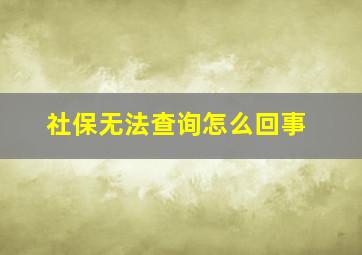 社保无法查询怎么回事