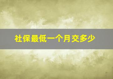 社保最低一个月交多少